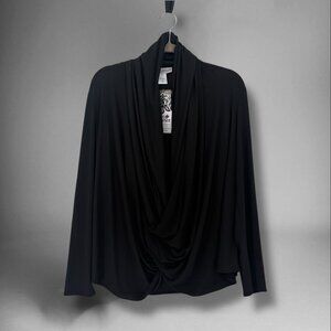 Sure Couture Renee McCartney‎ Black Draped Wrap Cardigan Sweater OS